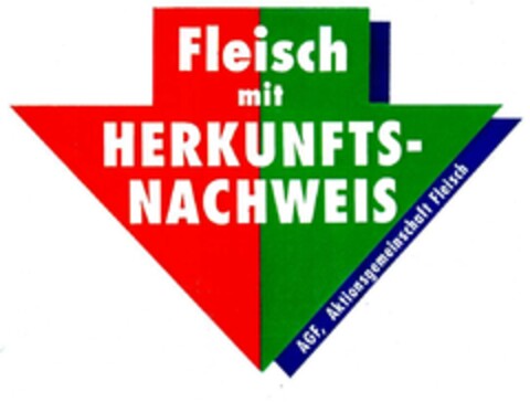 Fleisch mit HERKUNFTSNACHWEIS AGF, Aktionsgemeinschaft Fleisch Logo (DPMA, 21.09.1994)