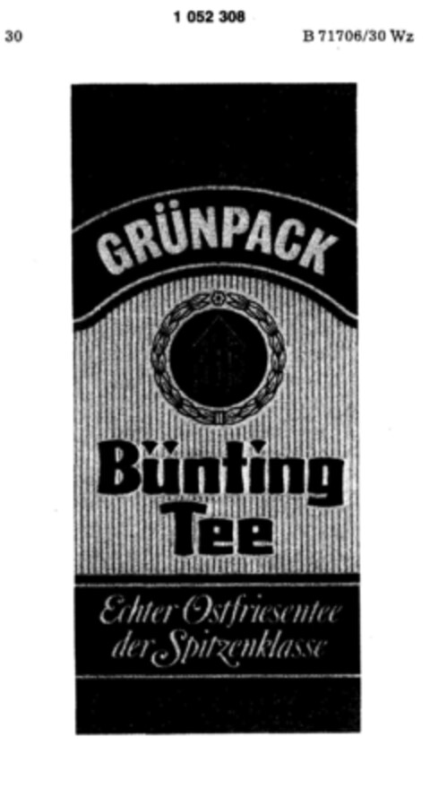 GRÜNPACK Bünting Tee Echter Ostfriesentee der Spitzenklasse Logo (DPMA, 01/14/1983)