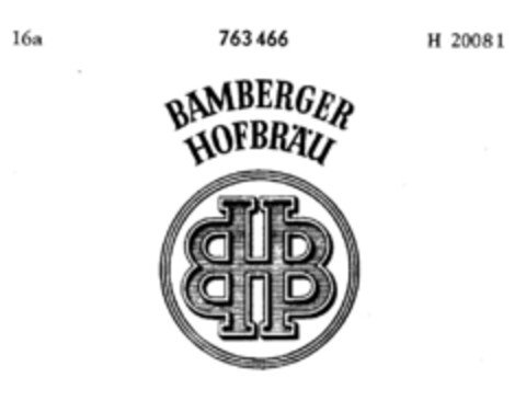 BAMBERGER HOFBRÄU Logo (DPMA, 26.07.1961)