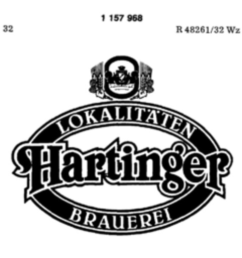 Hartinger LOKALITÄTEN BRAUEREI Logo (DPMA, 07/08/1989)