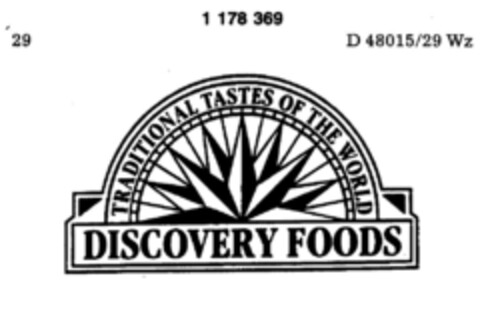 TRADITIONAL TASTES OF THE WORLD DISCOVERY FOODS Logo (DPMA, 05/11/1990)