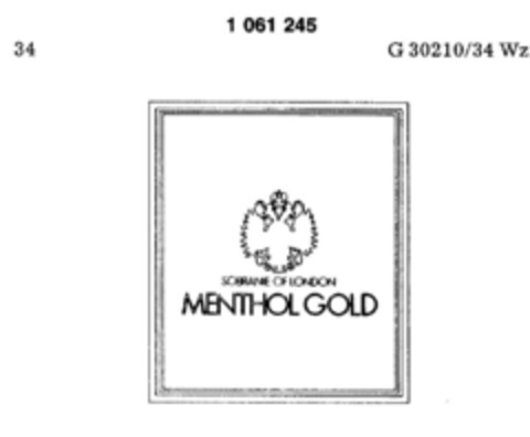 MENTHOL GOLD SOBRANIE OF LONDON Logo (DPMA, 02/25/1983)