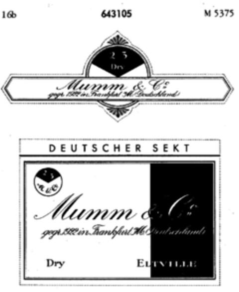 DEUTSCHER SEKT Mumm & Co Logo (DPMA, 05.11.1952)