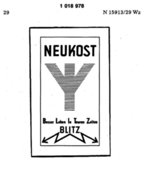 NEUKOST Besser Leben In Teuren Zeiten BLITZ Logo (DPMA, 07.07.1978)