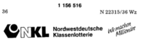 NKL Nordwestdeutsche Klassenlotterie Wir machen Millionäre Logo (DPMA, 31.03.1989)