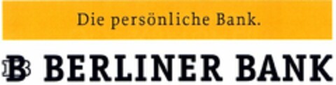 Die persönliche Bank. BB BERLINER BANK Logo (DPMA, 05/12/2004)