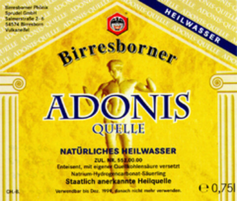 Birresborner ADONIS QUELLE Logo (DPMA, 19.03.1997)