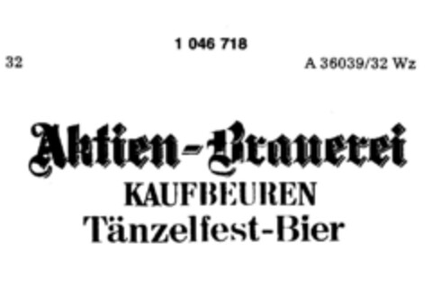 Aktien-Brauerei KAUFBEUREN Tänzelfest-Bier Logo (DPMA, 09.08.1982)