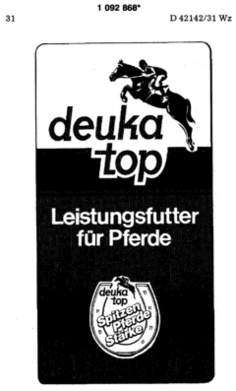 deuka top Leistungsfutter für Pferde Logo (DPMA, 15.05.1986)