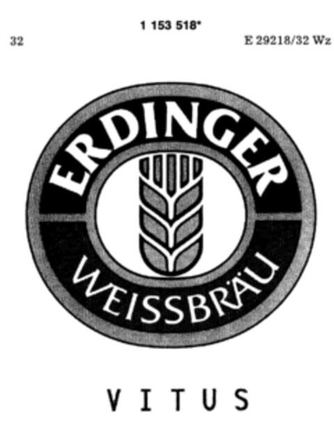 ERDINGER WEISSBRÄU VITUS Logo (DPMA, 19.12.1989)