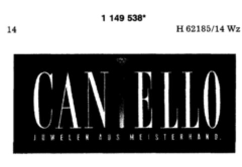 CANTELLO JUWELEN AUS MEISTERHAND Logo (DPMA, 06.09.1989)