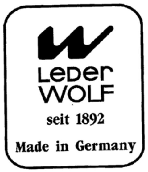 W LEDER WOLF seit 1892 Made in Germany Logo (DPMA, 17.11.2000)