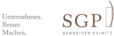 Unternehmen. Besser. Machen. SGP SCHNEIDER GEIWITZ Logo (DPMA, 03/02/2016)