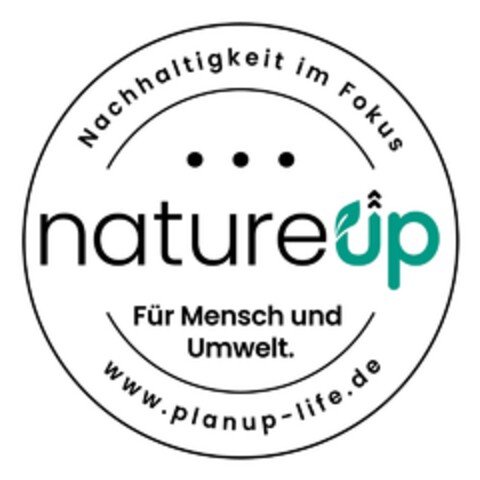 Nachhaltigkeit im Fokus natureup Für Mensch und Umwelt. www.planup-life.de Logo (DPMA, 04.08.2021)