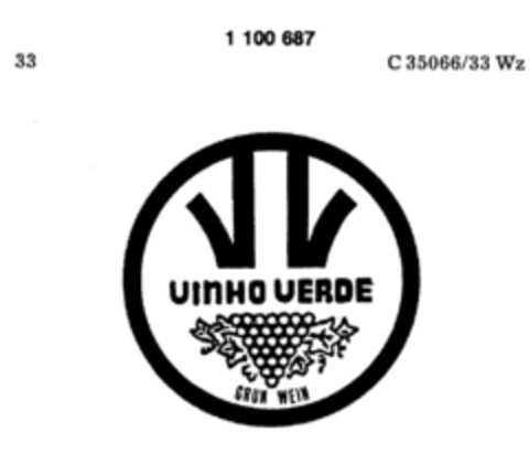 vv vinho verde grun wein Logo (DPMA, 04/08/1986)