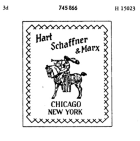 Hart Schaffner & Marx CHICAGO NEW YORK Logo (DPMA, 07.08.1958)