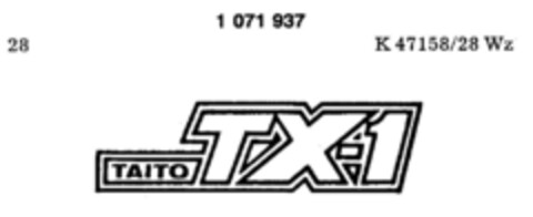 TAITO TX-1 Logo (DPMA, 06/01/1984)