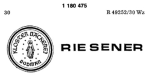 KLOSTERBÄCKEREI BODMAN RIESENER Logo (DPMA, 06.04.1990)