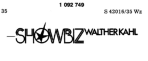 SHOWBIZ WALTHER KAHL Logo (DPMA, 07/05/1985)