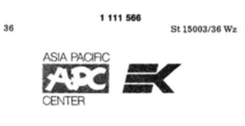 APC ASIA PACIFIC CENTER Logo (DPMA, 01/03/1987)