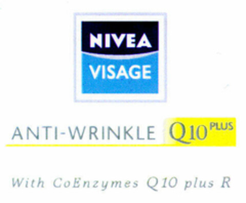 NIVEA VISAGE ANTI-WRINKLE Q10 PLUS With CoEnzymes Q10 plus R Logo (DPMA, 10.05.2001)