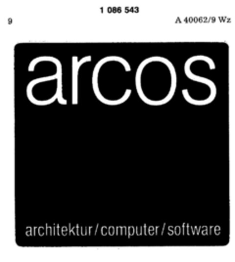 arcos architektur/computer/software Logo (DPMA, 15.06.1985)