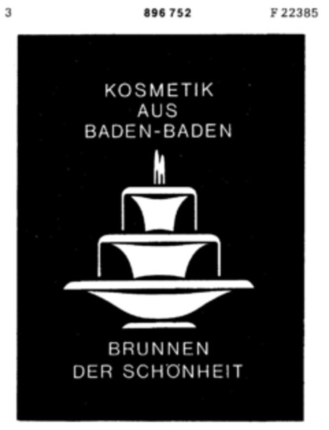 KOSMETIK AUS BADEN-BADEN BRUNNEN DER SCHÖNHEIT Logo (DPMA, 03/08/1971)