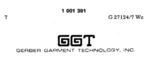 GGT GERBER GARMENT TECHNOLOGY,INC. Logo (DPMA, 05/23/1979)