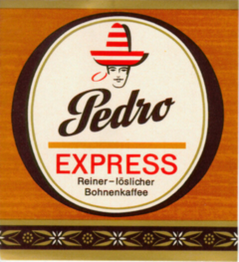 Pedro EXPRESS Reiner-löslicher Bohnenkaffee Logo (DPMA, 01.03.1968)