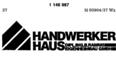 HANDWERKER HAUS DIPL.ING.B.RAMMS EIGENHEIMBAU GMBH Logo (DPMA, 17.01.1989)