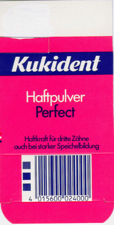 Kukident Haftpulver Perfect Logo (DPMA, 25.07.1984)