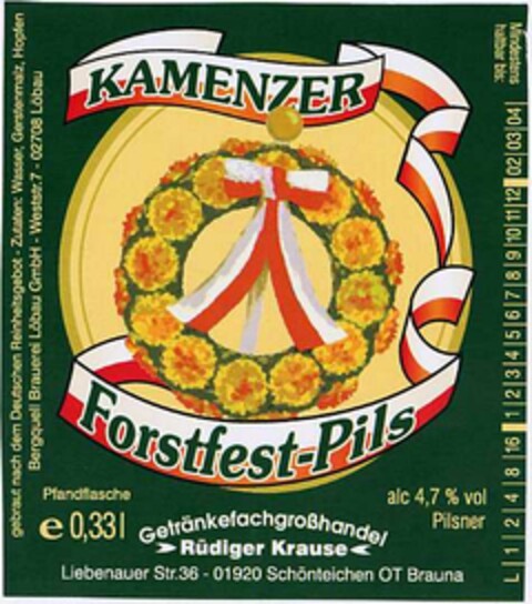 KAMENZER Forstfest-Pils Logo (DPMA, 12.04.2002)