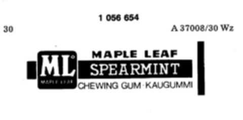 MAPLE LEAF SPEARMINT CHEWING GUM-KAUGUMMI Logo (DPMA, 30.04.1983)