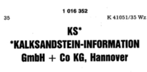 KS KALKSANDSTEIN-INFORMATION GmbH + Co KG, Hannover Logo (DPMA, 07/14/1979)