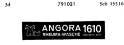 ANGORA RHEUMA-WÄSCHE 1600 sechzehn-zehn Logo (DPMA, 23.04.1963)