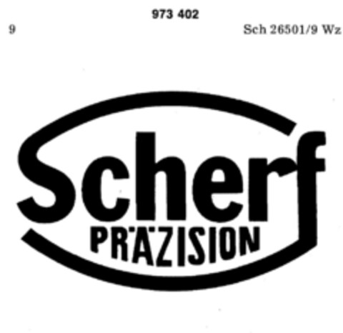 Scherf PRÄZISION Logo (DPMA, 29.04.1977)