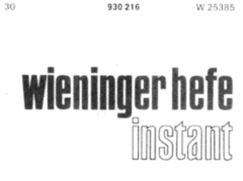 wieninger hefe instant Logo (DPMA, 06.12.1973)