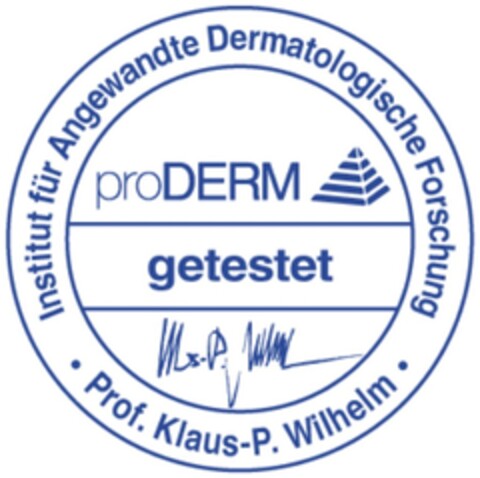 proDERM Institut für Angewandte Dermatologische Forschung getestet Prof. Klaus-P. Wilhelm Logo (DPMA, 13.10.2011)