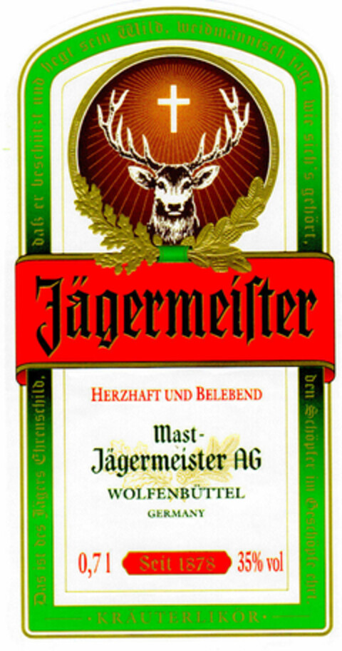 Jägermeister HERZHAFT UND BELEBEND Logo (DPMA, 23.04.2002)
