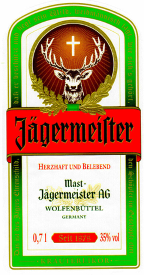 Jägermeister HERZHAFT UND BELEBEND Logo (DPMA, 04/23/2002)