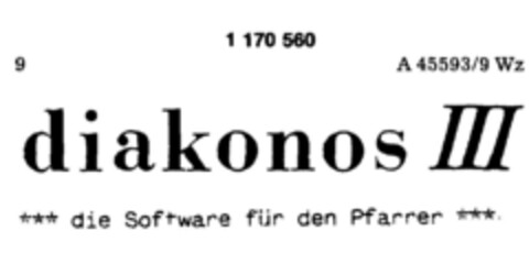 diakonos III *** die Software für den Pfarrer *** Logo (DPMA, 17.12.1988)