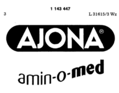AJONA  amin-o-med Logo (DPMA, 26.10.1988)