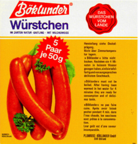 Böklunder Würstchen Logo (DPMA, 02.02.1974)