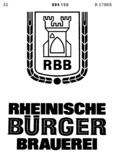 RHEINISCHE BÜRGER BRAUEREI Logo (DPMA, 08.05.1971)