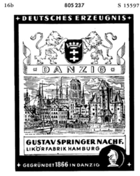 DANZIG GUSTAV SPRINGER NACHF. LIKÖFABRIK HAMBURG Logo (DPMA, 03/24/1964)