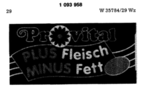 Provital PLUS Fleisch MINUS Fett Logo (DPMA, 03.01.1986)