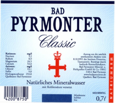 BAD PYRMONTER Classic Logo (DPMA, 17.12.2004)