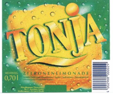 TONJA ZITRONENLIMONADE Logo (DPMA, 14.10.2005)
