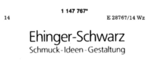 Ehinger-Schwarz Schmuck-Ideen-Gestaltung Logo (DPMA, 30.06.1989)