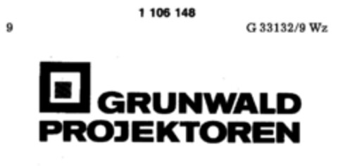 GRUNWALD PROJEKTOREN Logo (DPMA, 24.03.1986)